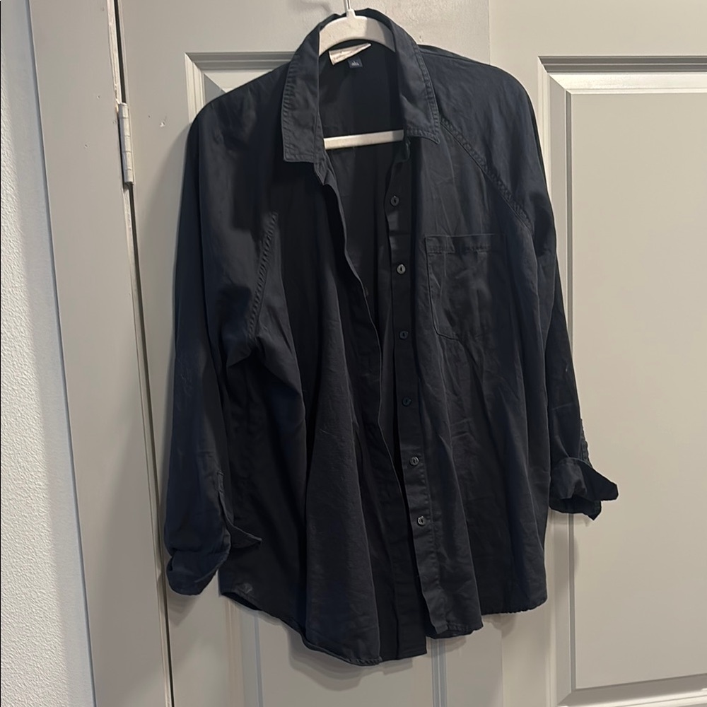 Oversized Charcoal Button-Up Shirt